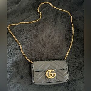 Gucci Black Crossbody Bag with Gold Chain